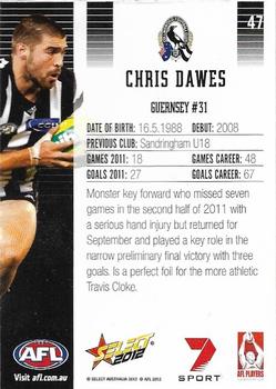 2012 Select AFL Champions #47 Chris Dawes Back